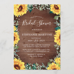 Invitation Fête des mariées Tournesol Bébés Respirer Bordure 