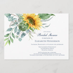 Invitation Fête des mariées tournesol rustique