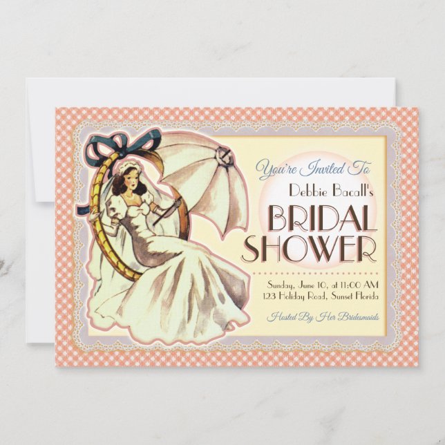 Invitation Fête des mariées très Vintage (Devant)