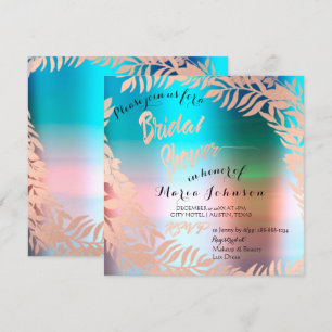 Invitation Fête des mariées Tropical Ocean Ombre Rose Gold