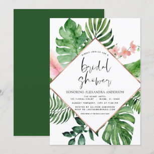 Invitation Fête des mariées Tropical Palm Aquarelle Géométriq