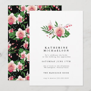 Invitation FÊTE DES MARIÉES   Tropical Pink Orchid Floral