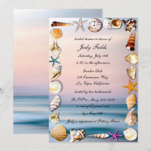 Invitation Fête des mariées Tropicale De Sable Et Coquillages
