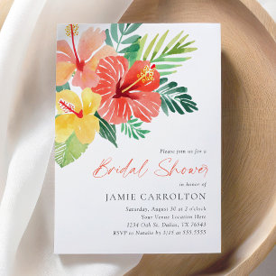 Invitation Fête des mariées tropicale d'Hibiscus floral