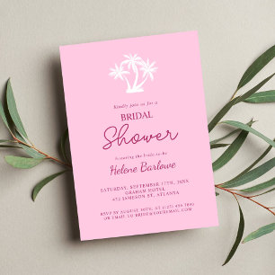 Invitation Fête des mariées tropicale minimaliste rose modern