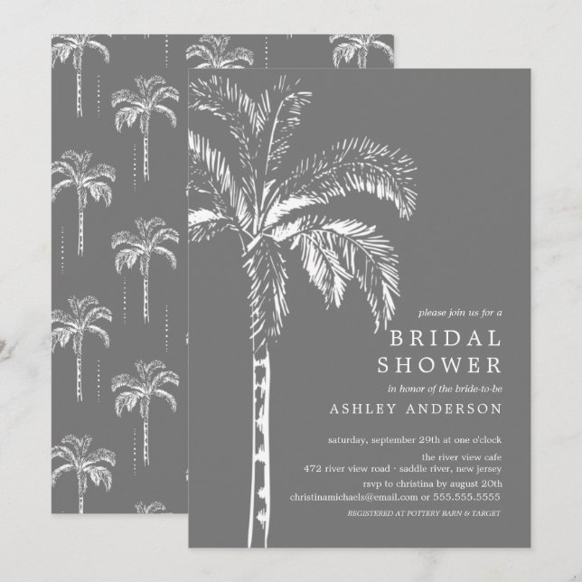 Invitation Fête des mariées tropicale moderne (Devant / Derrière)
