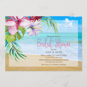 Invitation Fête des mariées tropicale Plage Océan Floral