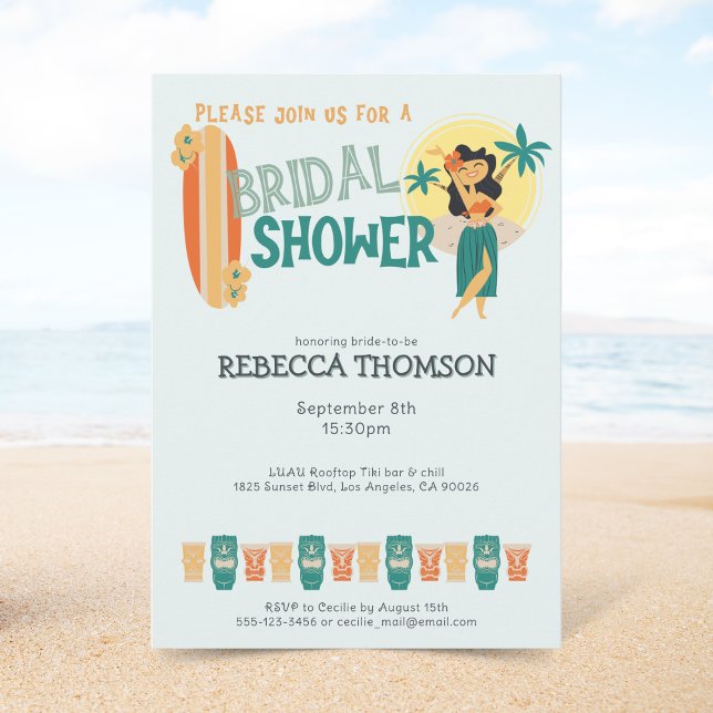Invitation Fête des mariées tropicale Retro Tiki (Créateur téléchargé)