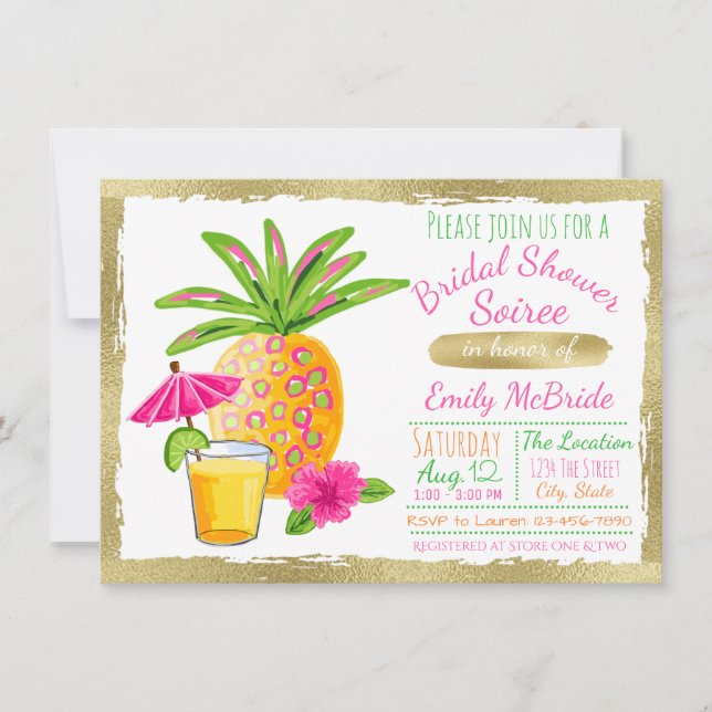 Invitation Fête des mariées tropicale Soiree (Devant)