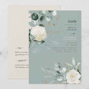 Invitation Fête des mariées turquoise Elegance White Hydrange