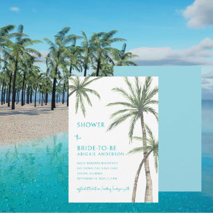 Invitation Fête des mariées Turquoises Palm Tree