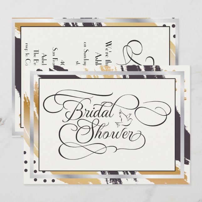 Invitation Fête des mariées | Typographie de peinture moderne (Devant / Derrière)