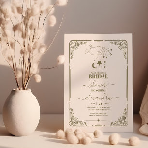 Invitation Fête des mariées végétale céleste vintage