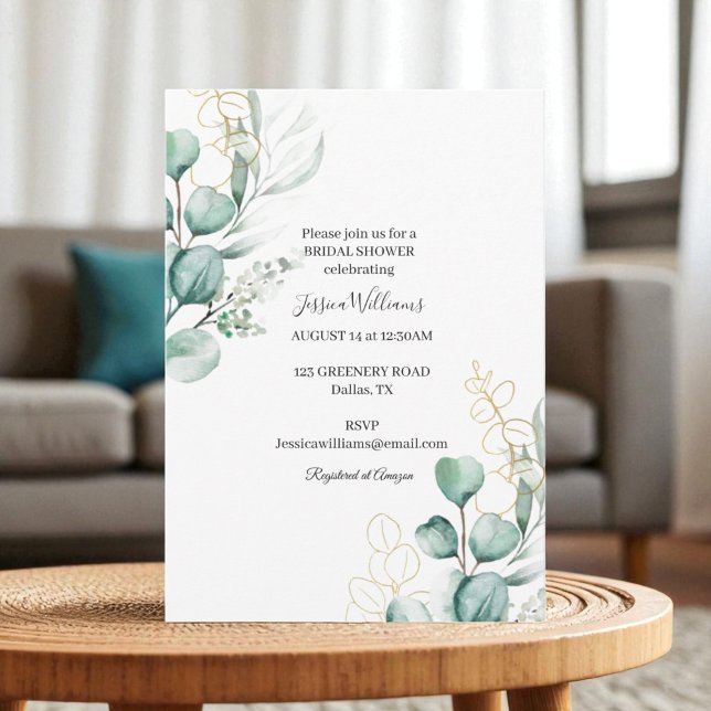 Invitation Fête des mariées végétale Eucalyptus Boho Boho (Créateur téléchargé)