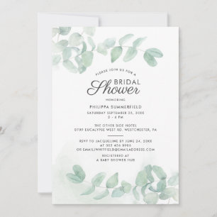 Invitation Fête des mariées végétale minimaliste d'Eucalyptus