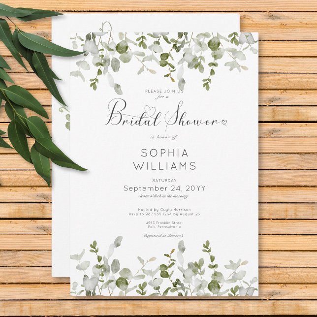 Invitation Fête des mariées végétale rustique (Rustic Botanical Greenery Bridal Shower Invitation)