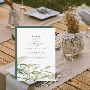 Invitation Fête des mariées verte Boho Grass