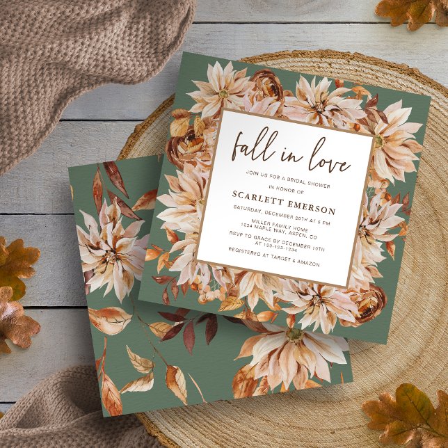 Invitation Fête des mariées verte de l'automne (Fall Sage Green Bridal Shower Invitation
)