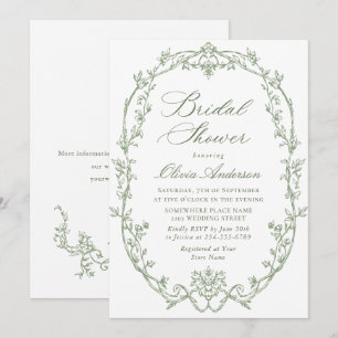 Invitation Fête des mariées verte de l'époque victorienne