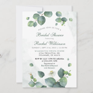 Invitation Fête des mariées verte Eucalyptus Succulent