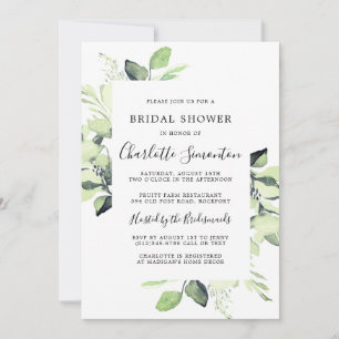 Invitation Fête des mariées verte Eucalyptus Succulent