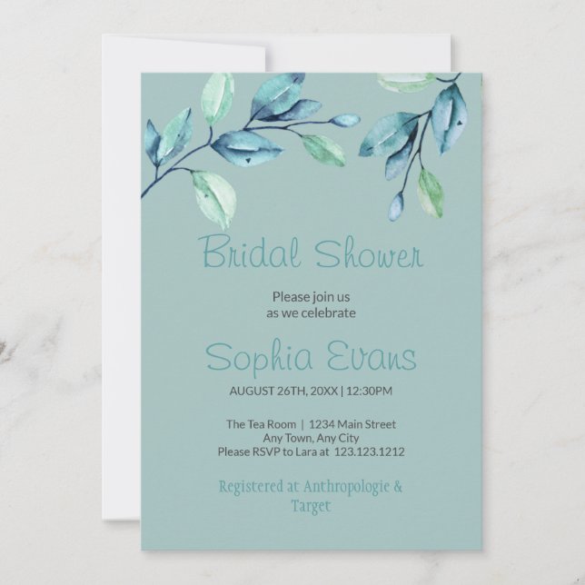 Invitation Fête des mariées verte Feuille moderne Botanique (Devant)