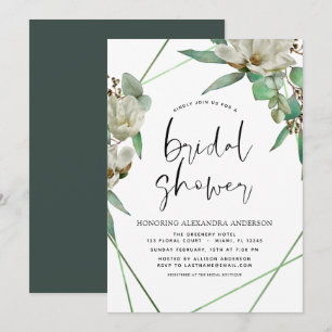 Invitation Fête des mariées verte Magnolia