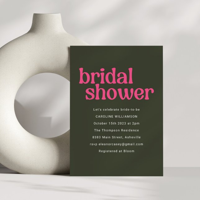 Invitation Fête des mariées verte Super rétro (Créateur téléchargé)