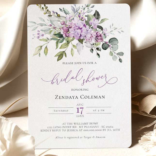 Invitation Fête des mariées verte violet Sage Lilacs Invitati (Créateur téléchargé)