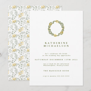 Invitation FÊTE DES MARIÉES   Verte Watercolor