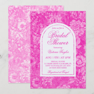 Invitation Fête des mariées victorienne rose magenta