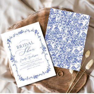 Invitation Fête des mariées victorienne Vintage bleue Dusty