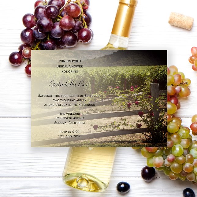 Invitation Fête des mariées Vignoble et Rose de clôture (Créateur téléchargé)