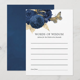 Invitation Fête des mariées Vintage bleu et or marine