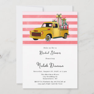 Invitation Fête des mariées Vintage de camion de Noël