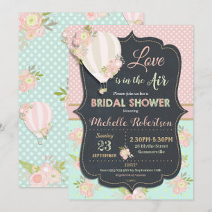 Invitation Fête des mariées vintage Floral à air chaud