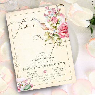 Invitation Fête des mariées vintage Floral High Tea Party