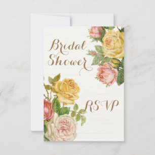 Invitation Fête des mariées vintage Florale Whitewash Spring