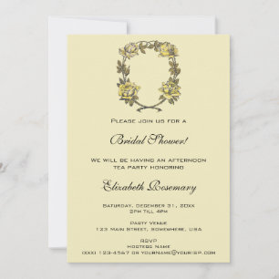 Invitation Fête des mariées vintage, Jardin Jaune Rose