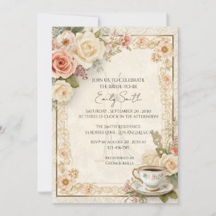 Invitation Fête des mariées vintage Romantique Cottagecore