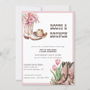 Invitation Fête des mariées vintage Western Cowgirl Floral Bo