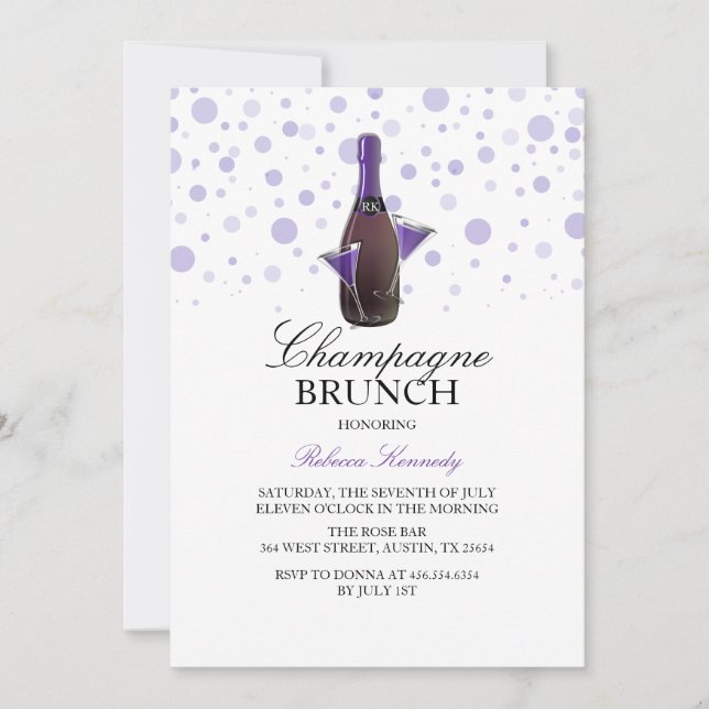 Invitation Fête des mariées violet Champagne Brunch Invitatio (Devant)