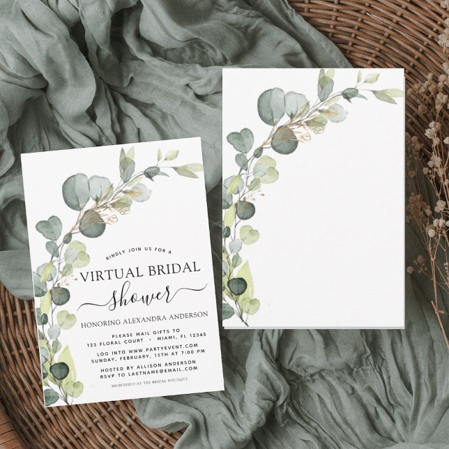 Invitation Fête des mariées virtuelle Eucalyptus (Créateur téléchargé)