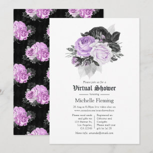 Invitation Fête des mariées virtuelle gothique florale