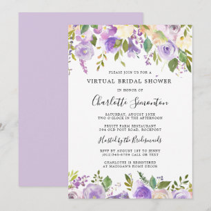 Invitation Fête des mariées virtuelle Purple verdure Botaniqu