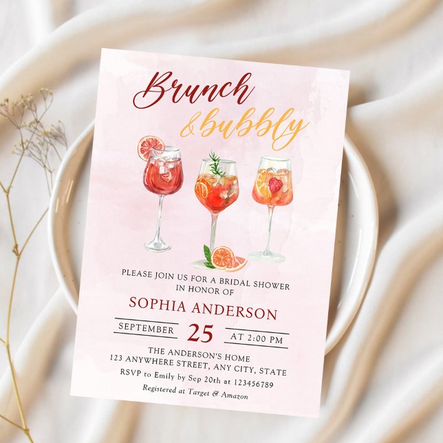 Invitation Fête des mariées Watercolor Cocktail Party (Créateur téléchargé)
