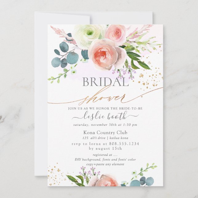 Invitation Fête des mariées White Blush Pink Peonies (Devant)
