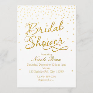 Invitation FÊTE DES MARIÉES White & Gold Confetti Dot Invitat