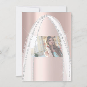 Invitation Fête des mariées White Spark Rose Veil Photo