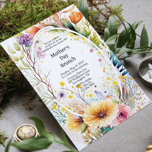 Invitation Fête des Mères Brunch Aquarelle Fleur sauvage Flor